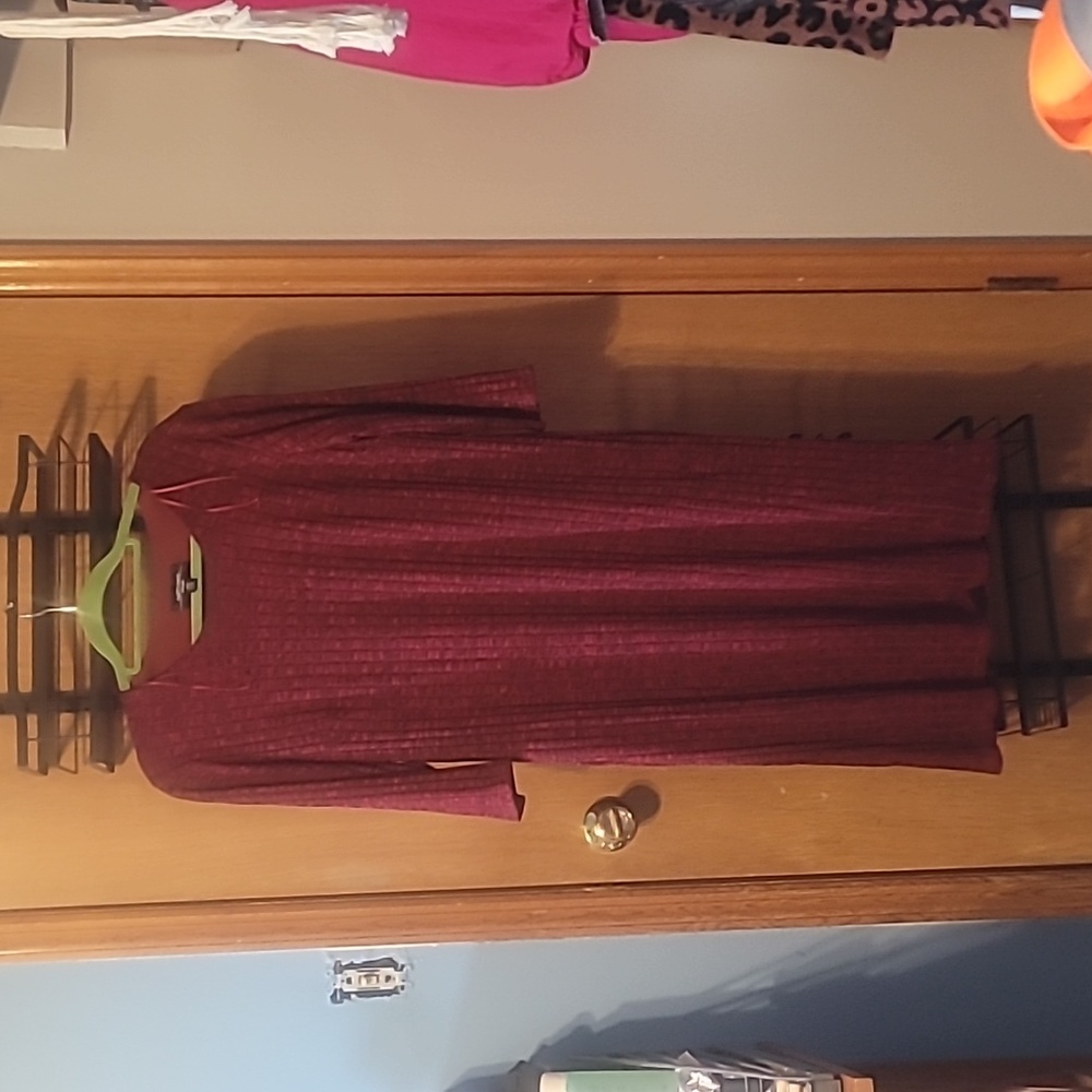 R&M Richards Red Striped Mix Dress Lined